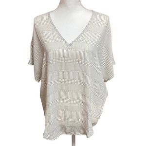 Michelle McDowell Women's Small Short Sleeve V Neck Squares Blocks Blouse Top‎